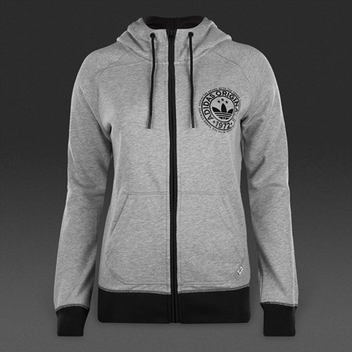 Adidas Originals Full-Zip Hoodie Medium Grey Heather for Women
